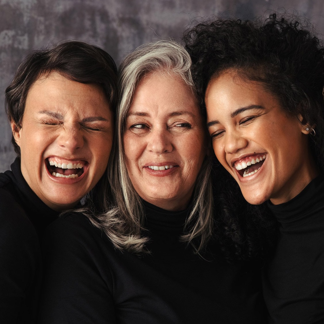 Three women celebrate relief from bladder control issues and incontinence after treatments using Forma V and V Tone