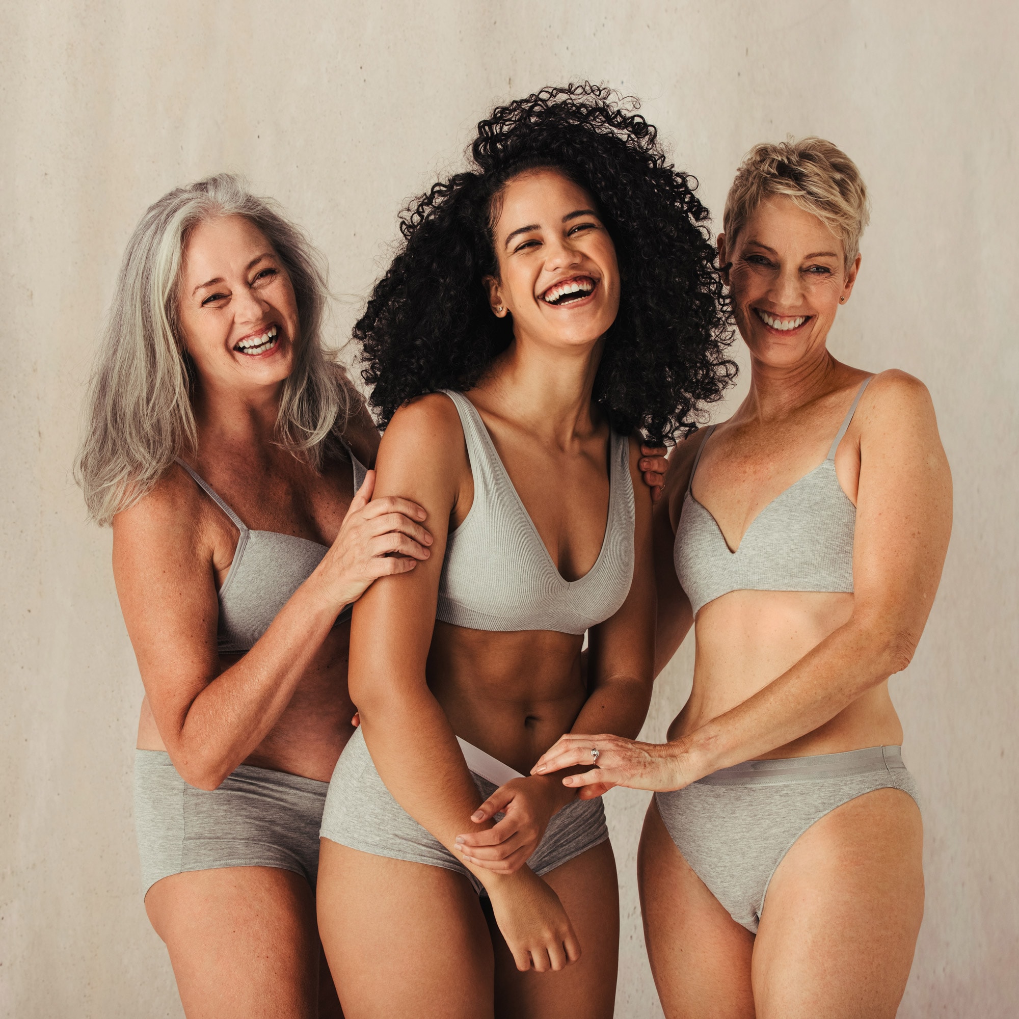 Three women celebrate relief from the constant discomfort of vaginal dryness after treatments using Forma V